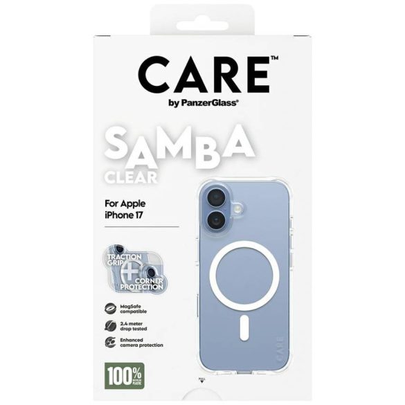CARE by PanzerGlass tok Divatos Samba w. Fehér MagSafe iPhone 17 átlátszó