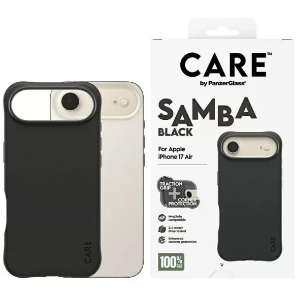 Case CARE by PanzerGlass Divatos Samba MagSafe iPhone Air készülékhez fekete