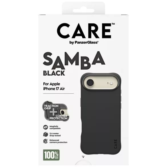 Case CARE by PanzerGlass Divatos Samba MagSafe iPhone Air készülékhez fekete