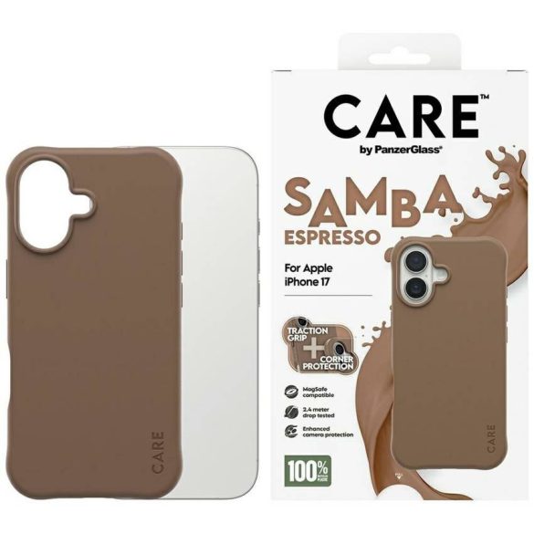 Case CARE by PanzerGlass Divatos Samba MagSafe iPhone 17 espresso tok iPhone 17-hez