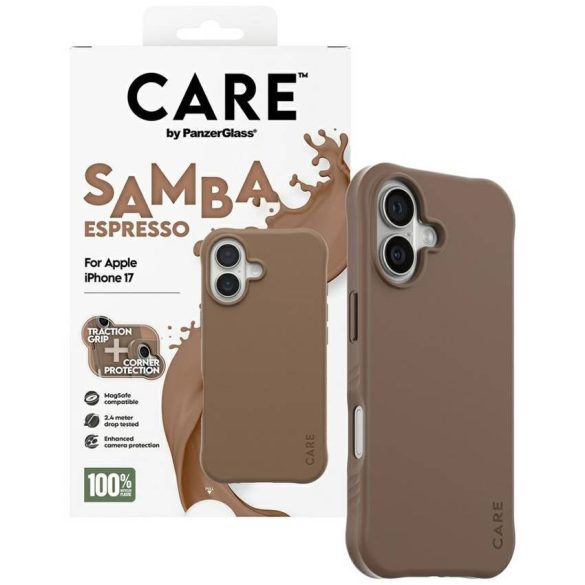 Case CARE by PanzerGlass Divatos Samba MagSafe iPhone 17 espresso tok iPhone 17-hez