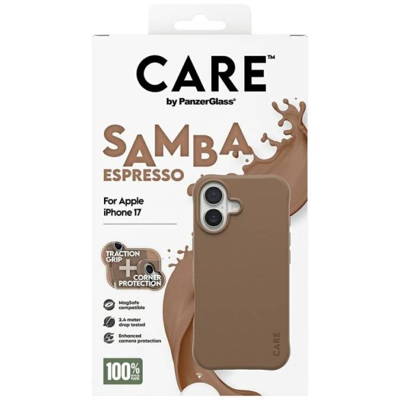 Case CARE by PanzerGlass Divatos Samba MagSafe iPhone 17 espresso tok iPhone 17-hez