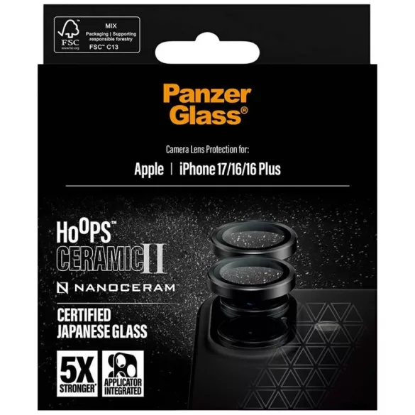 PanzerGlass Hoops Ceramic II lencseüveg iPhone 17 / 16 / 16 Plus készülékhez