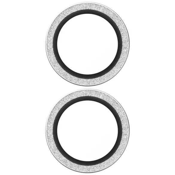 Edzett üveg lencsevédő PanzerGlass Hoops Glitter az iPhone 17 / 16 / 16 Plus ezüsthöz