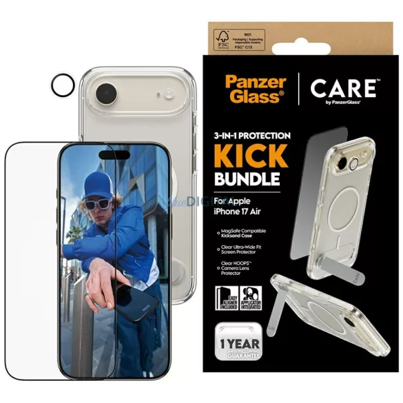 CARE by PanzerGlass Feature Kick 3 az 1-ben tok + üveg + lencsevédő készlet iPhone Air