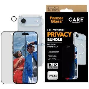 CARE by PanzerGlass Flagship Privacy 3 az 1-ben védőcsomag: tok + magánszférát biztosító üveg + lencse iPhone