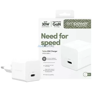 empower by PanzerGlass Turbo 30W USB-C hálózati töltő - ezüst-fekete