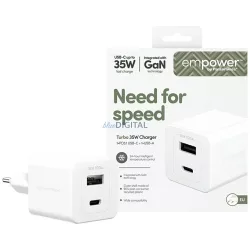   empower by PanzerGlass Turbo 35W USB-C USB-A hálózati töltő - ezüst-fehér