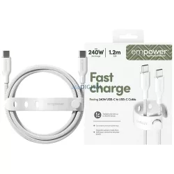   empower by PanzerGlass Racing 240W USB-C - USB-C kábel 1.2m - ezüst-fekete