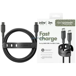   empower by PanzerGlass Racing 240W USB-C - USB-C kábel 2m - fekete