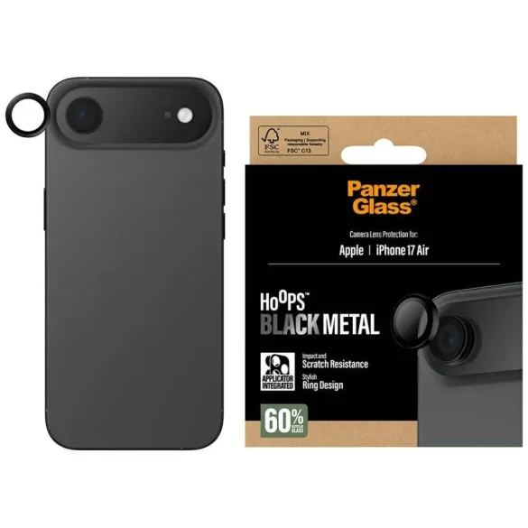 PanzerGlass Hoops edzett üveg lencse képernyővédő az iPhone Air készülékhez Fekete