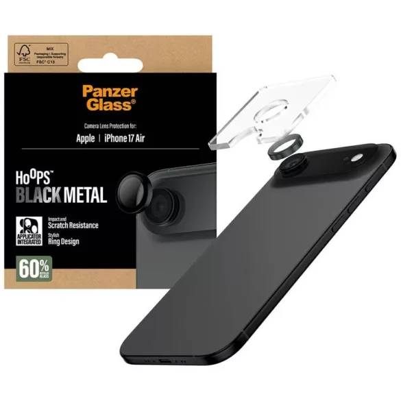 PanzerGlass Hoops edzett üveg lencse képernyővédő az iPhone Air készülékhez Fekete