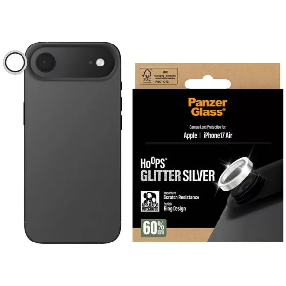 Edzett üveg lencsevédő PanzerGlass Hoops Glitter do iPhone Air srebrny