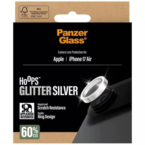 Edzett üveg lencsevédő PanzerGlass Hoops Glitter do iPhone Air srebrny