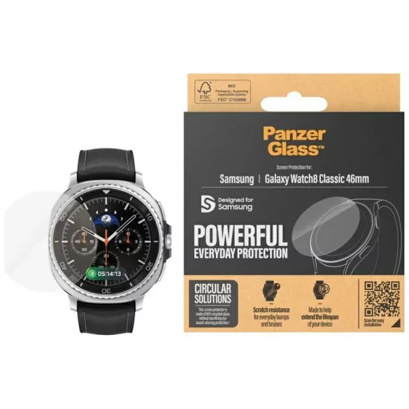 Edzett üveg PanzerGlass képernyővédő a Samsung Galaxy Watch8 Classic 46mm számára