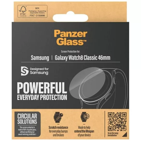 Edzett üveg PanzerGlass képernyővédő a Samsung Galaxy Watch8 Classic 46mm számára