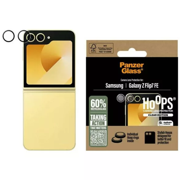 Edzett üveg a kamera lencséjéhez PanzerGlass karika Samsung Galaxy Z Flip7 FE számára