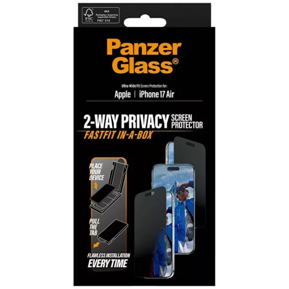 PanzerGlass Ultra-Wide Fit Fastfit adatvédelmi üveg iPhone Air készülékhez