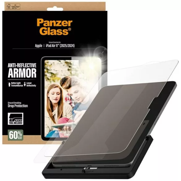 Edzett üveg PanzerGlass Ultra-Wide Fit fényvisszaverő páncél iPad Air 11" (2025/2024) számára