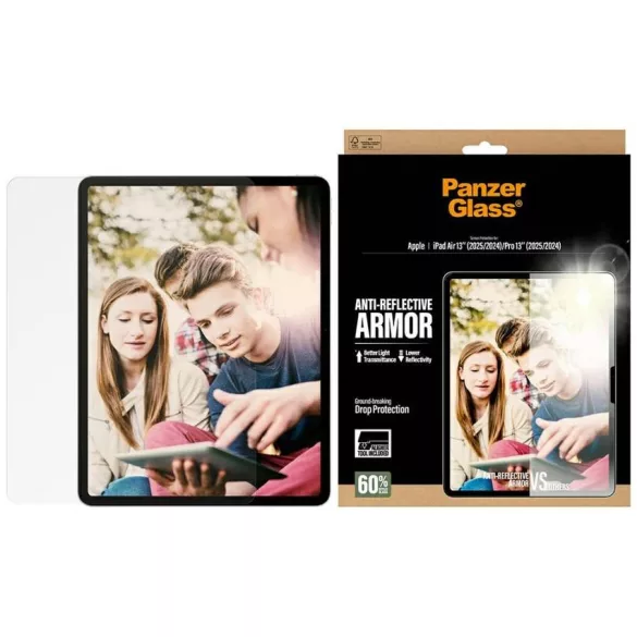 Edzett üveg PanzerGlass Ultra-Wide Fit fényvisszaverő páncél az iPad Air 13" (2025/2024) / Pro 13" (2025/2024) készülékhez