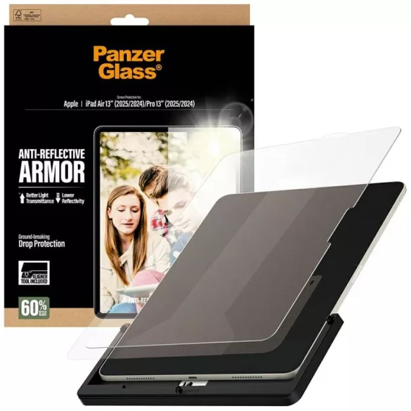 Edzett üveg PanzerGlass Ultra-Wide Fit fényvisszaverő páncél az iPad Air 13" (2025/2024) / Pro 13" (2025/2024) készülékhez