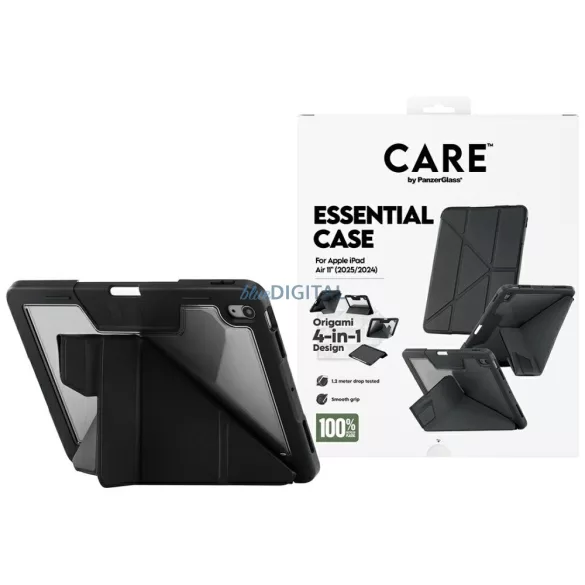 Case Care by PanzerGlass Y hajtogatott tok iPad Air 11" (2024/2025) fekete színhez