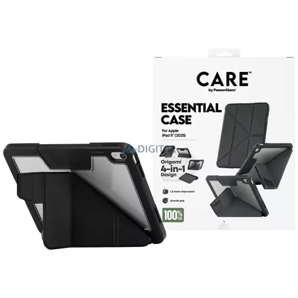 Case Care by PanzerGlass Y hajtogatott tok iPad 11" (2025) fekete