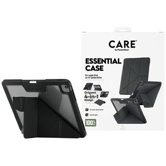 Case Care by PanzerGlass Y hajtogatott tok iPad Air 13" (2024/2025) fekete színhez