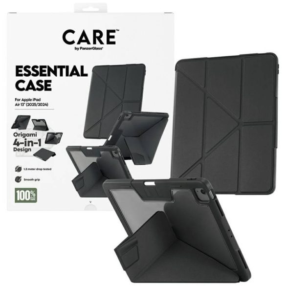 Case Care by PanzerGlass Y hajtogatott tok iPad Air 13" (2024/2025) fekete színhez
