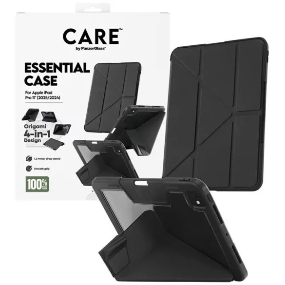 Case Care by PanzerGlass Y hajtogatás iPad Pro 11" (2025/2024) fekete tokhoz