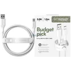   empower by PanzerGlass Racing 60W USB-A - USB-C kábel 1.2m - ezüst-fehér