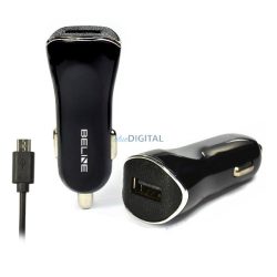 Beline autós töltő 1xUSB + microUSB kábel 1A - fekete