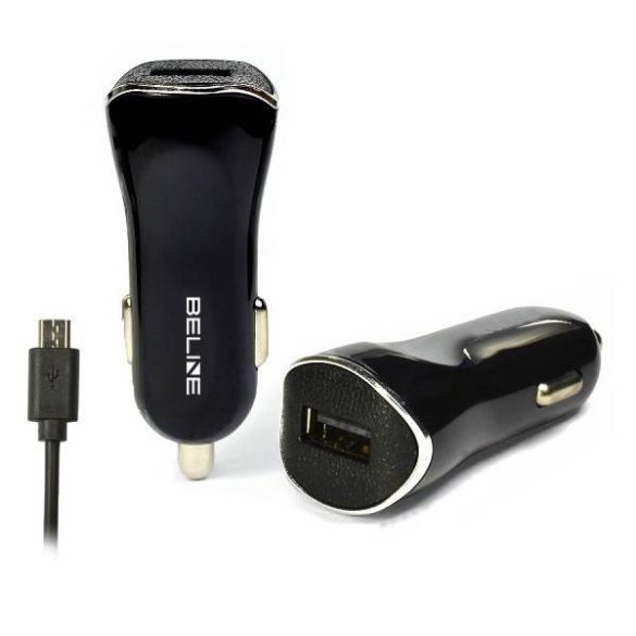 Beline autós töltő 1xUSB csatlakozóval és USB-A - microUSB kábellel 1A fekete