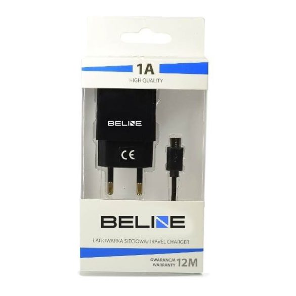 Beline hálózati töltő 1xUSB csatlakozóval és USB-A - microUSB kábellel 1A fekete