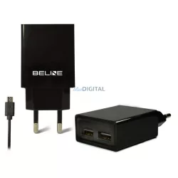 Beline hálózati töltő 2xUSB + microUSB 2A, fekete
