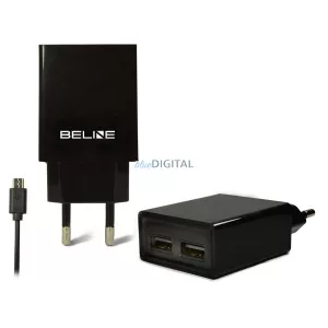 Beline hálózati töltő 2xUSB + microUSB 2A, fekete