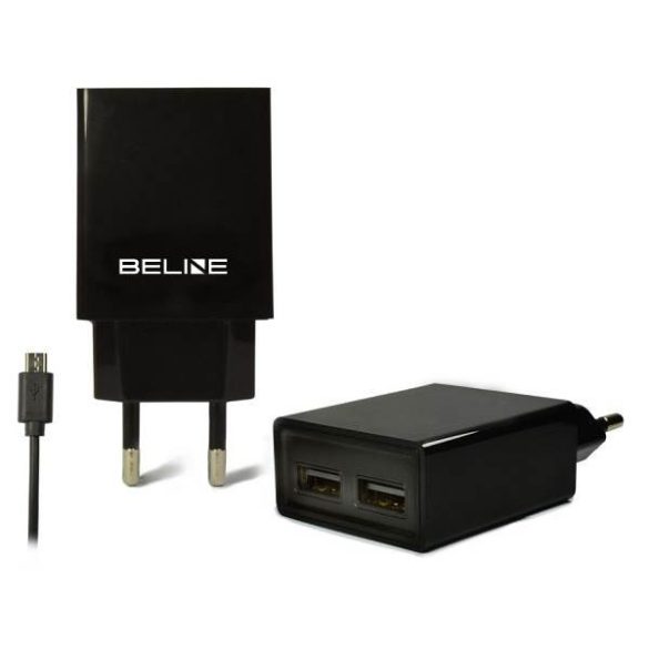 Beline hálózati töltő 2xUSB csatlakozóval és USB-A - microUSB kábellel 2A fekete