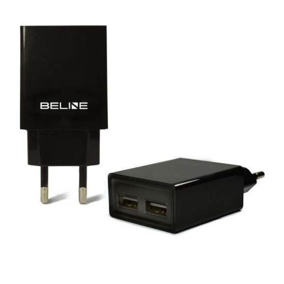 Beline hálózati töltő 2xUSB csatlakozóval 2A fekete (csak fej)
