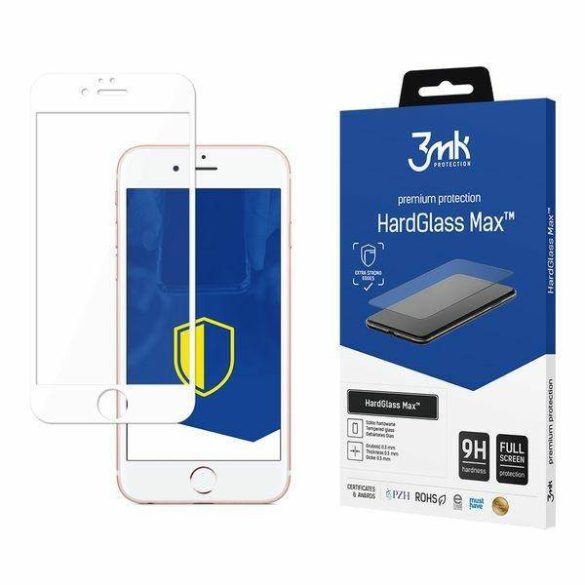 3MK HardGlass Max iPhone 6 Plus fehér, teljes képernyős üveg kijelzővédő fólia