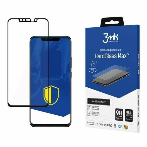 3MK HardGlass Max Huawei Mate 20 Pro fekete teljes képernyős üveg kijelzővédő fólia