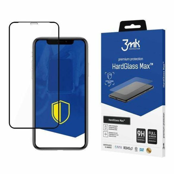 3MK HardGlass Max iPhone 11 Pro Max 6,5 fekete teljes képernyős üveg kijelzővédő fólia