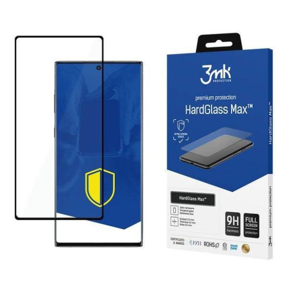 3MK HardGlass Max Új Samsung Galaxy Note 10+ N975 fekete, teljes képernyős érzékelőpontos ujjlenyomatmentes kijelzővédő fólia