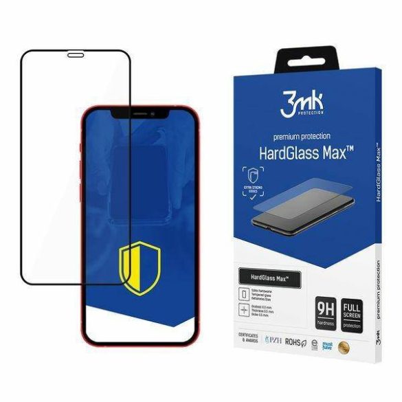 3MK HardGlass Max iPhone 12/12 Pro 6,1" fekete teljes képernyős üveg kijelzővédő fólia