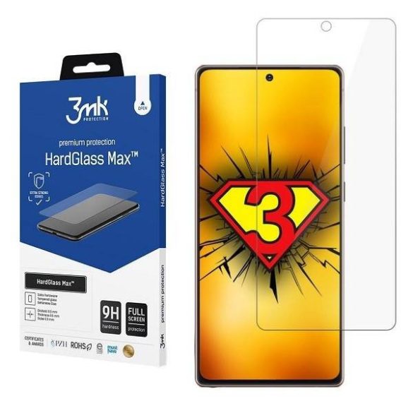 3MK HardGlass Max Samsung N986 Note 20 Ultra fekete, teljes képernyős üveg ujjlenyomatmentes kijelzővédő fólia