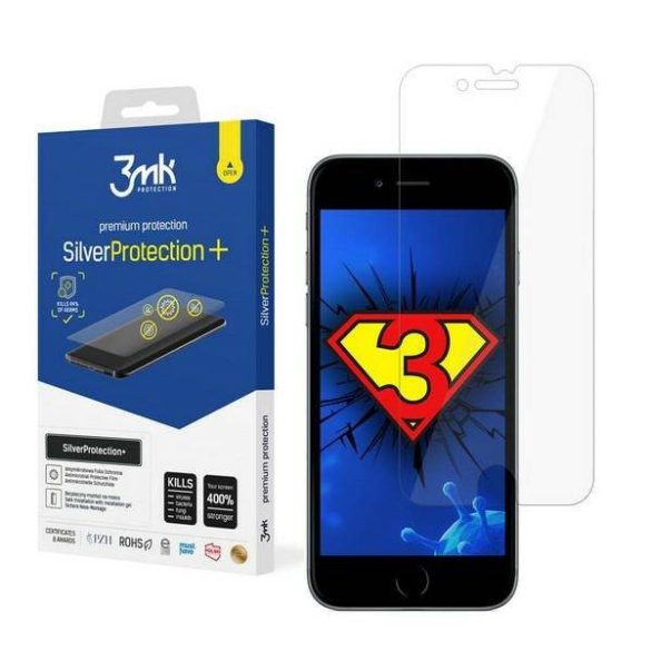 3MK Silver Protect+ iPhone 7/8/SE 2020 / SE 2022 nedves felvitelű antimikrobiális képernyővédő fólia