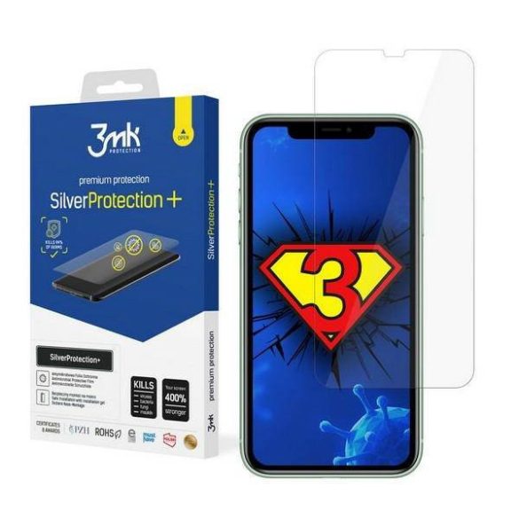 3MK Silver Protect+ iPhone 11/Iphoneone Xr nedves felvitelű antimikrobiális képernyővédő fólia