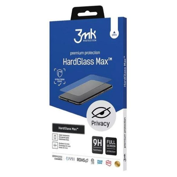 3MK HardGlass Max Privacy iPhone 12/12 Pro fekete, Fullscreen Glass fólia