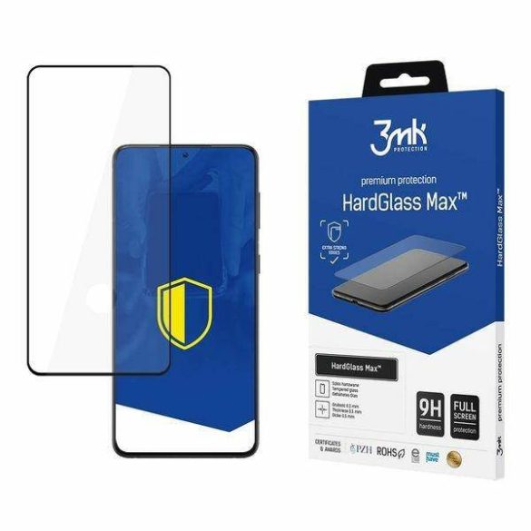 3MK HardGlass Max FP Samsung Galaxy G991 S21 fekete, teljes képernyős üveg ujjlenyomatmentes kijelzővédő fólia