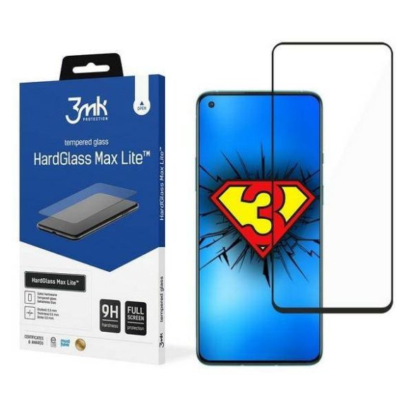 3MK HG Max Lite OnePlus 8T/9 fekete képernyővédő fólia