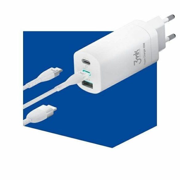 3MK HyperCharger 65W 2xUSB-C + 1xUSB-A, hálózati töltő GAN, PD+QC